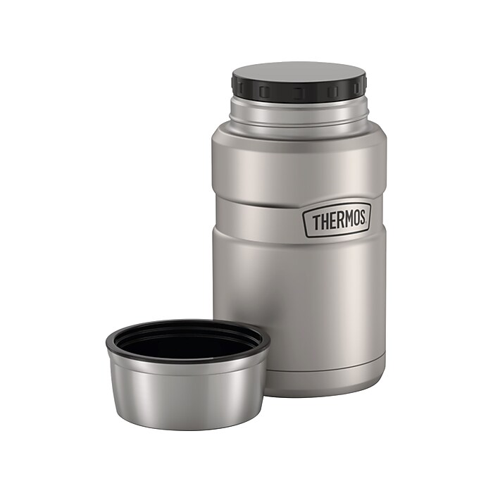 Thermos King Stainless Steel Food Jar, Black/Silver, 24 Oz