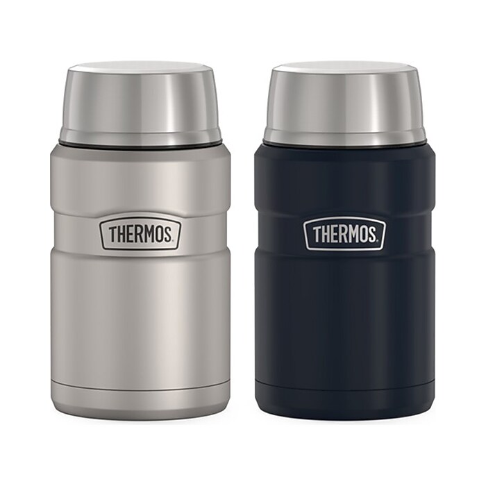 Thermos King Stainless Steel Food Jar, Black/Silver, 24 Oz