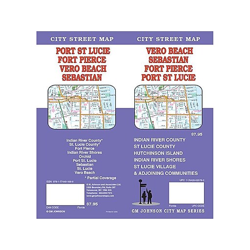 GM Johnson Fort Pierce/Port St. Lucie/Vero Beach/Sebastian, Florida Street Map, 9" x 4