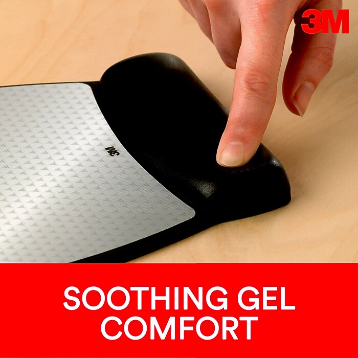 3M Gel Wrist Rest, Black Leatherette, 25 Inch Length, Antimicrobial Product Protection (WR340LE