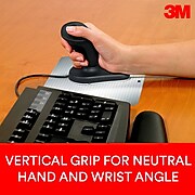 3M™ Wired Ergonomic Mouse, Small, Black, Vertical Grip Design Keeps Hand and Wrist at a Neutral Angle for Comfort (EM500GPS)