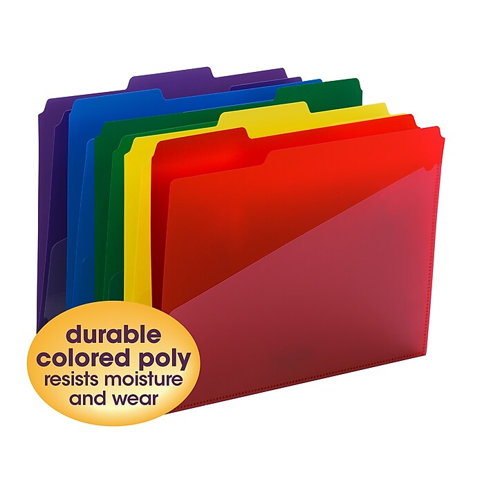 Smead Poly File Folder with Slash Pocket, 1/3-Cut Tab
