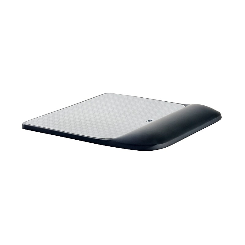 3M™ Precise™ Mouse Pad with Gel Wrist Rest, Interlace, Optical Mouse Performance, Battery Saving Design (MW85B) image 1
