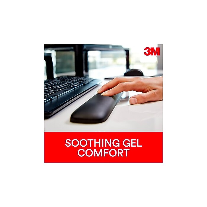 3M Gel Wrist Rest for Keyboards, Black, Soothing Gel Technology