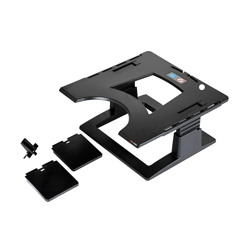 3M 13" x 2" Plastic Adjustable Laptop Stand, Black (LX500) image 1