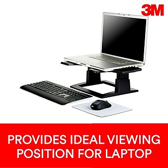 3M Adjustable Laptop Stand, Black, 2 in. of Height Adjustment, Compatible with Docking Stations (LX500)