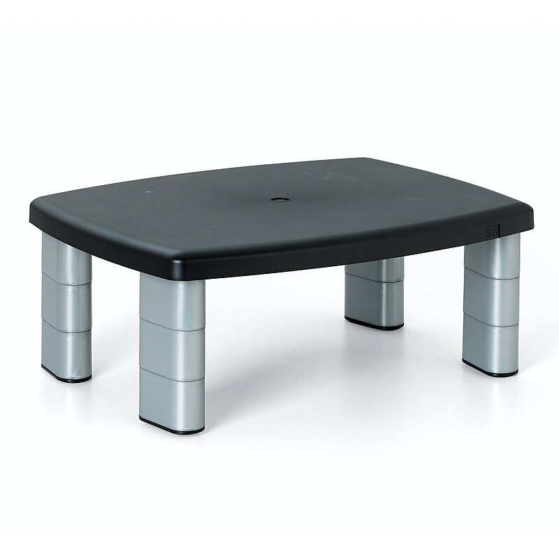 3M Adjustable Monitor Stand, Up to 21" Monitor, Black/Silver (MS80B) image 1