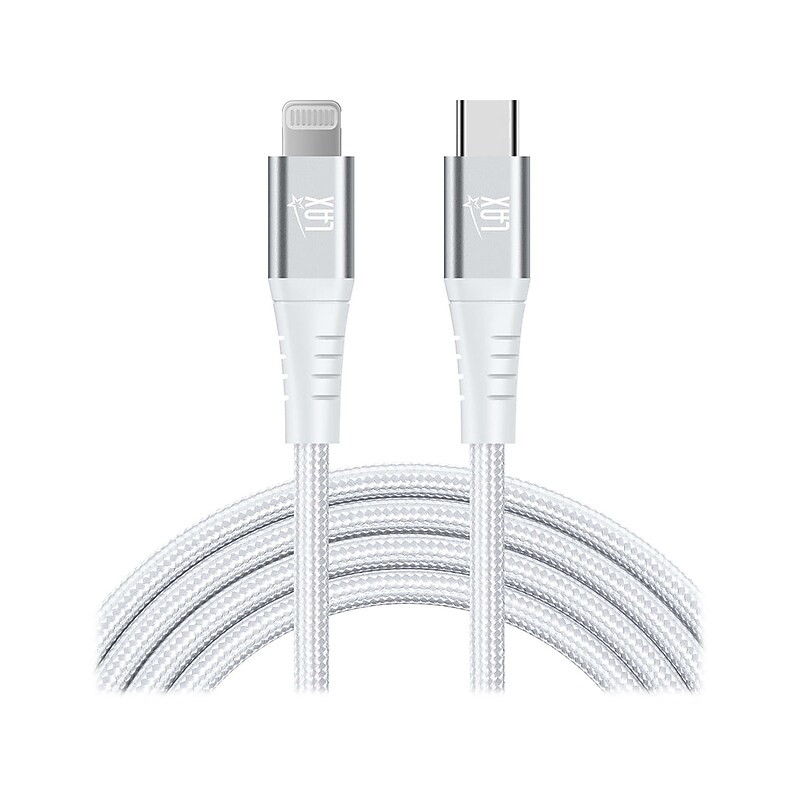 LAX Gadgets Lightning to USB-C Cable for iPhone/iPad/iPod touch, Silver (MFIUSBC3FT-SLV) image 1