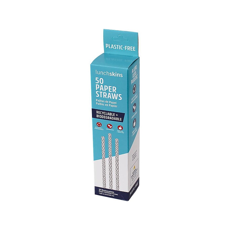 LunchSkins Blue Chevron Paper Straw, 50/Box (860000894432) image 1