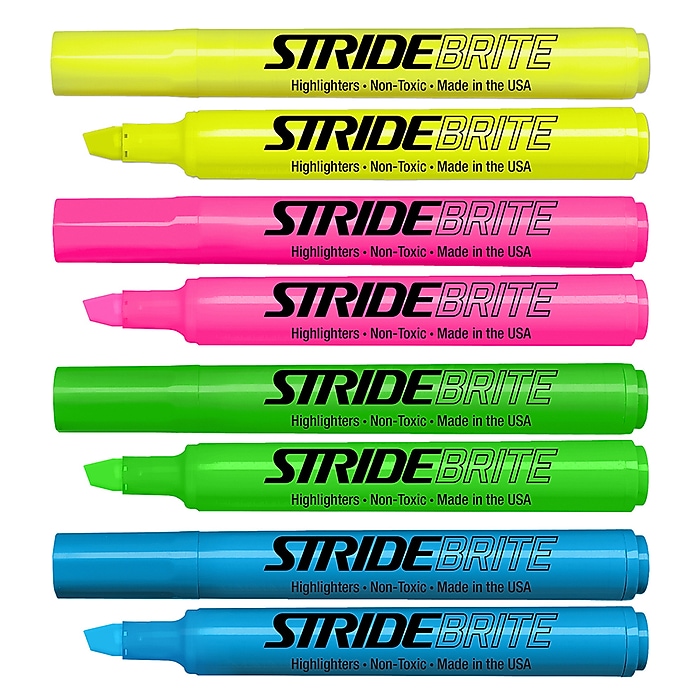 StrideBrite Tank Highlighters, Chisel Tip, Assorted Colors