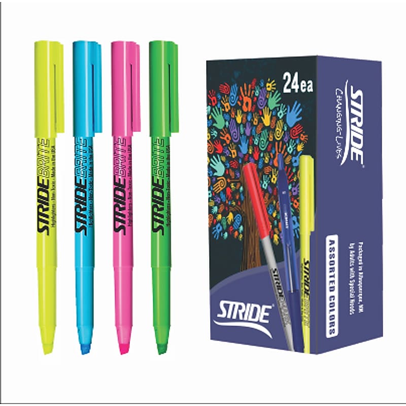 StrideBrite Stick Highlighters, Chisel Tip, Assorted Colors, 24/Pack (47024) image 1