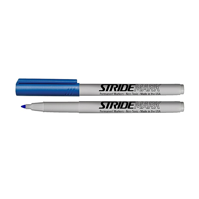 Stride StrideMark Permanent Marker, Fine Tip, Blue Ink, 12/Box (27002) image 1