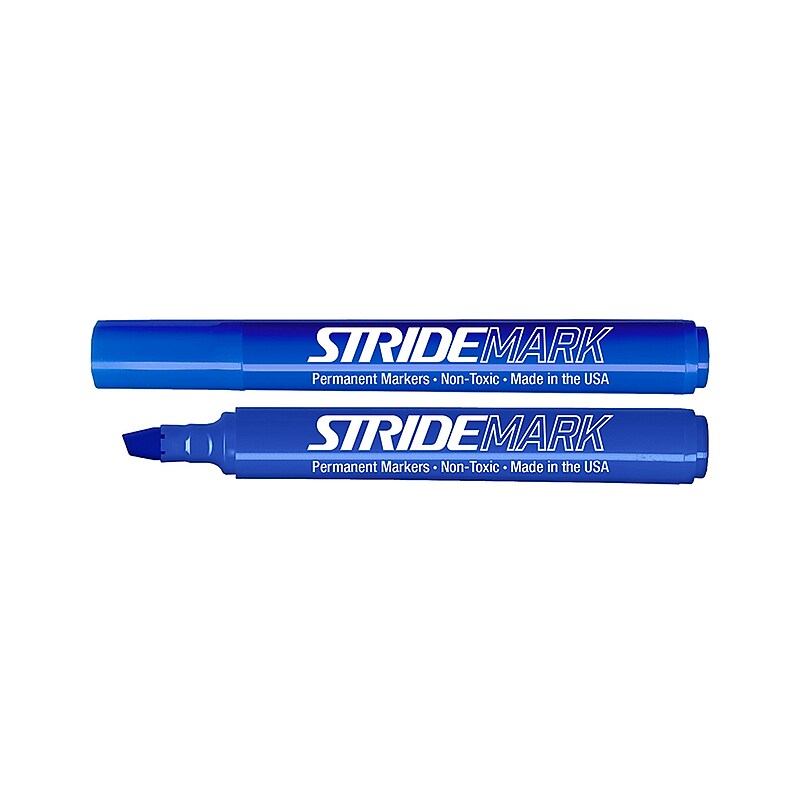 Stride StrideMark Tank Permanent Marker, Chisel Tip, Blue Ink, 12/Box (22002) image 1