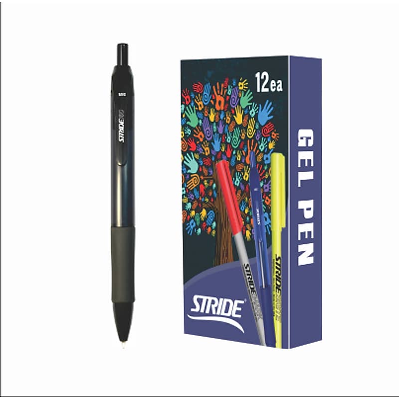 StrideRio Retractable Gel Pen, Medium Point, Black Ink, Dozen (52001) image 1