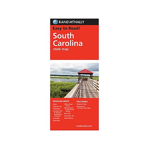 Rand McNally Easy to Read! Folded Map: South Carolina State Map, 9" x 4
