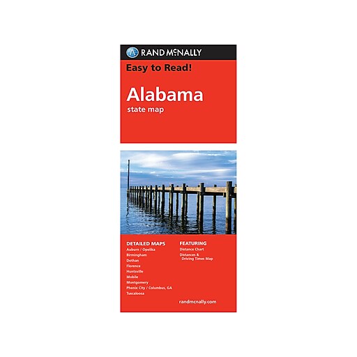 Rand McNally Easy to Read! Folded Map Alabama State Map, 9.5" x 4