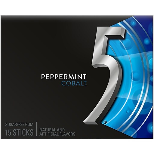 5 GUM Peppermint Cobalt Sugar Free Chewing Gum, 15 Sticks (WMW51220 ...
