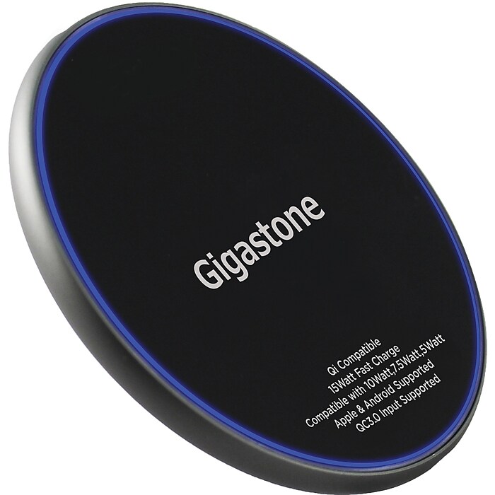 家電 GigaCrysta Gigastone Qi Certified Fast Wireless Charging Pad, Black, (GS-GA