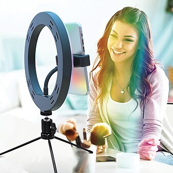Supersonic PRO Live Stream 10-Inch LED Selfie RGB Ring Light with Tabletop Stand (SC-1230RGB)