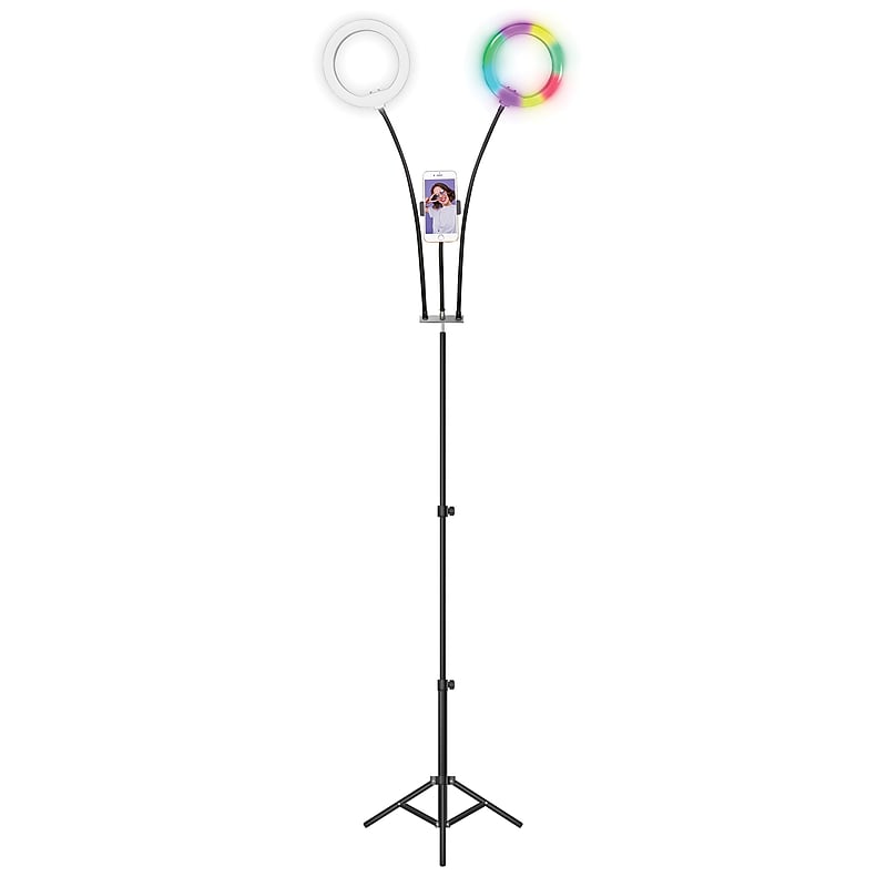 Supersonic PRO Live Stream Double 8" LED Selfie RGB Ring Light with Tripod Stand (SC-2710SR) image 1