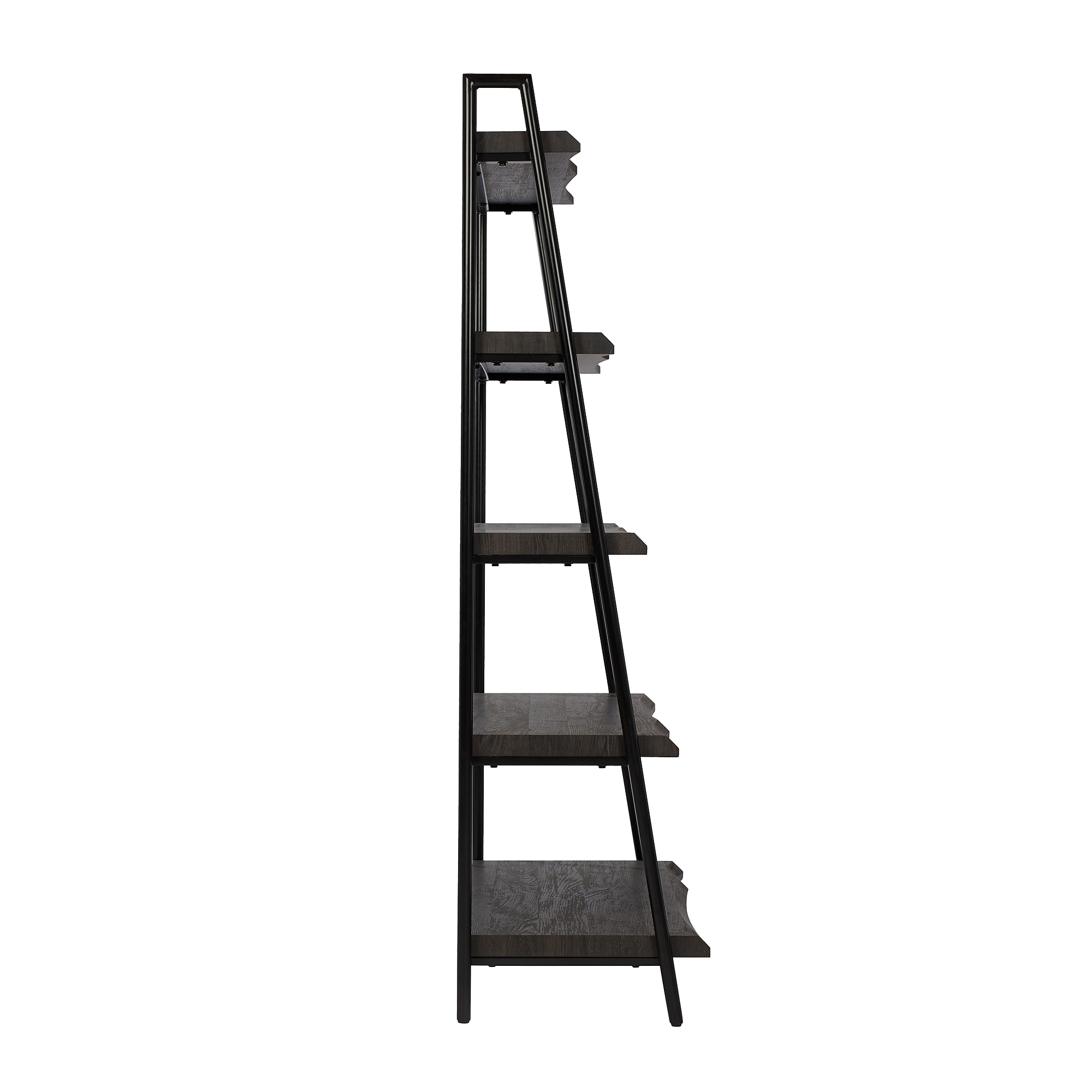 Gry Mattr Live Edge 66.14″H 5-Shelf Ladder Bookcase, Black Walnut (GMCC-00842) Sansujyuku sansujyuku.com