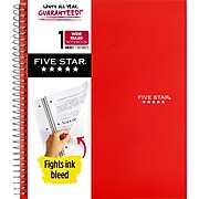Mead Five Star 1-Subject Notebook, 8" x 10 1/2", Wide Ruled, 100 Sheets, Each (05238)