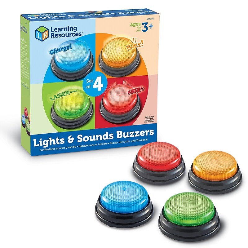 Learning Resources Lights and Sounds Buzzers, Assorted Colors, 4/Set (LER3776) image 1