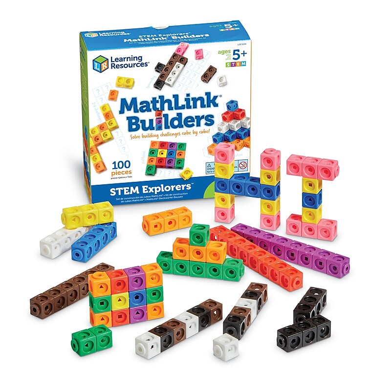 Learning Resources STEM Explorers MathLink Builders STEM Activities, 100 Pieces (LER9294) image 1