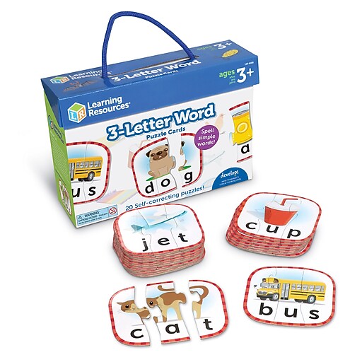 Learning Resources 3Letter Word Puzzle Cards Self Correcting Puzzles