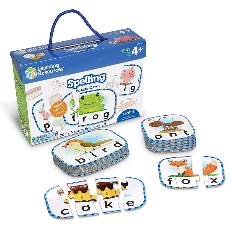Learning Resources Spelling Puzzle Cards Self Correcting Puzzles Manipulative, 20/Set (LER6086) image 1