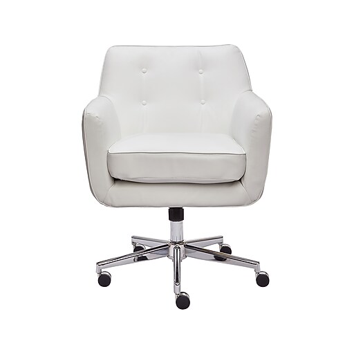 Serta Style Ashland Faux Leather Swivel Computer and Desk Chair, White (47140E) Staples