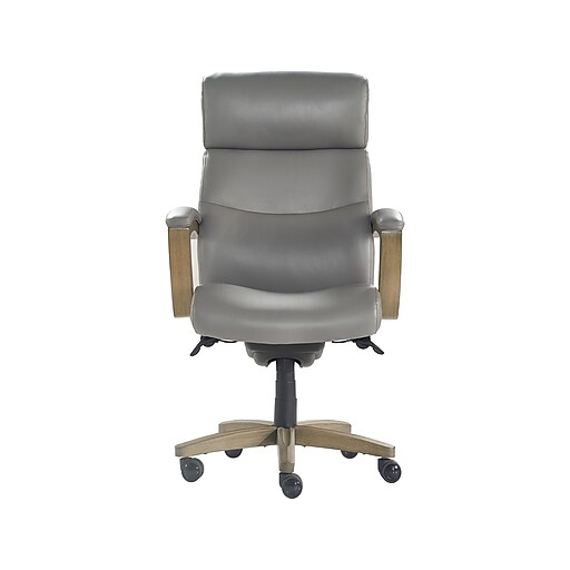 LaZBoy Greyson Ergonomic Bonded Leather Swivel Executive Chair, Gray