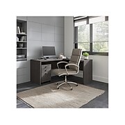 Office by kathy ireland® Echo 60"W L-Shaped Desk with Mobile File Cabinet, Charcoal Maple (ECH008CM)