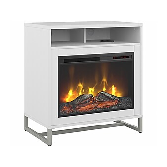 Office by kathy ireland® Method Floor Standing Electric Indoor Fireplace with Shelf, 32"W, White (KI70209FRK)