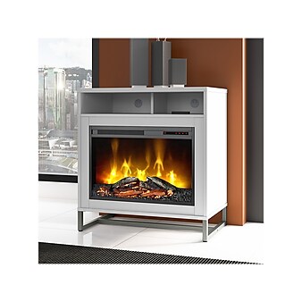 Office by kathy ireland® Method Floor Standing Electric Indoor Fireplace with Shelf, 32"W, White (KI70209FRK)