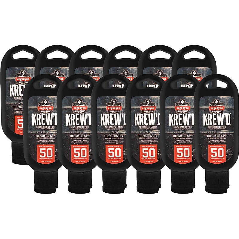 Ergodyne 6352 KREW'D SPF 50 Sunscreen Lotion, 1.5oz, 12-Pack