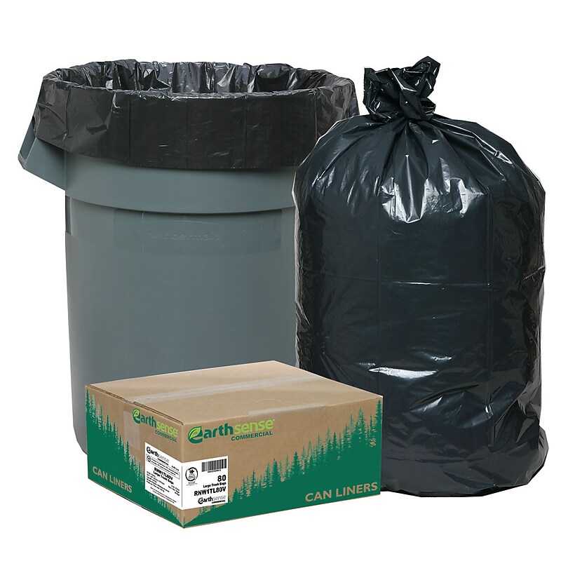 Earthsense 33 Gal. Trash Bags, Black, 80/Carton (RNW1TL80V-432283) image 1
