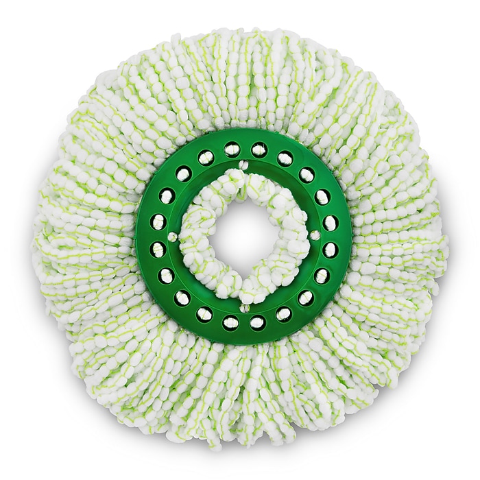 Libman Tornado Microfiber Spin Mop Head, Green/White, 4/Carton