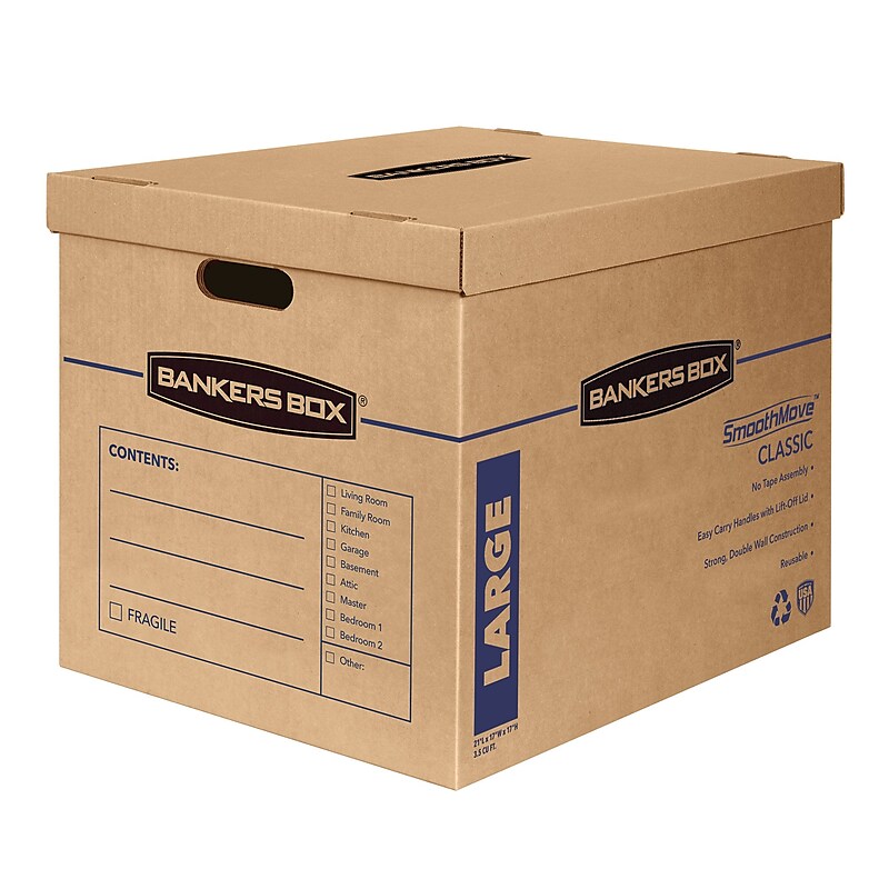 Bankers Box® SmoothMove 22.25" x 17.38" x 17.63" Moving Box, Kraft, 5/Carton (7718201) image 1