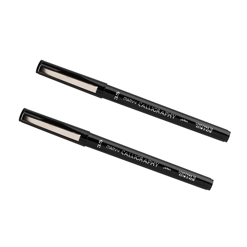 Marvy Uchida Thick Calligraphy Pen Set, Broad Nib, Black Markers, 2/Pack (2191915326A) image 1
