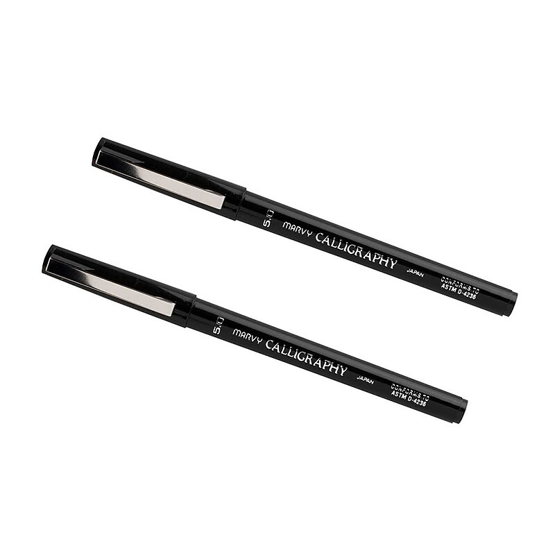 Marvy Uchida Thick Calligraphy Pen Set, Broad Nib, Black Markers, 2/Pack (2191915327A) image 1