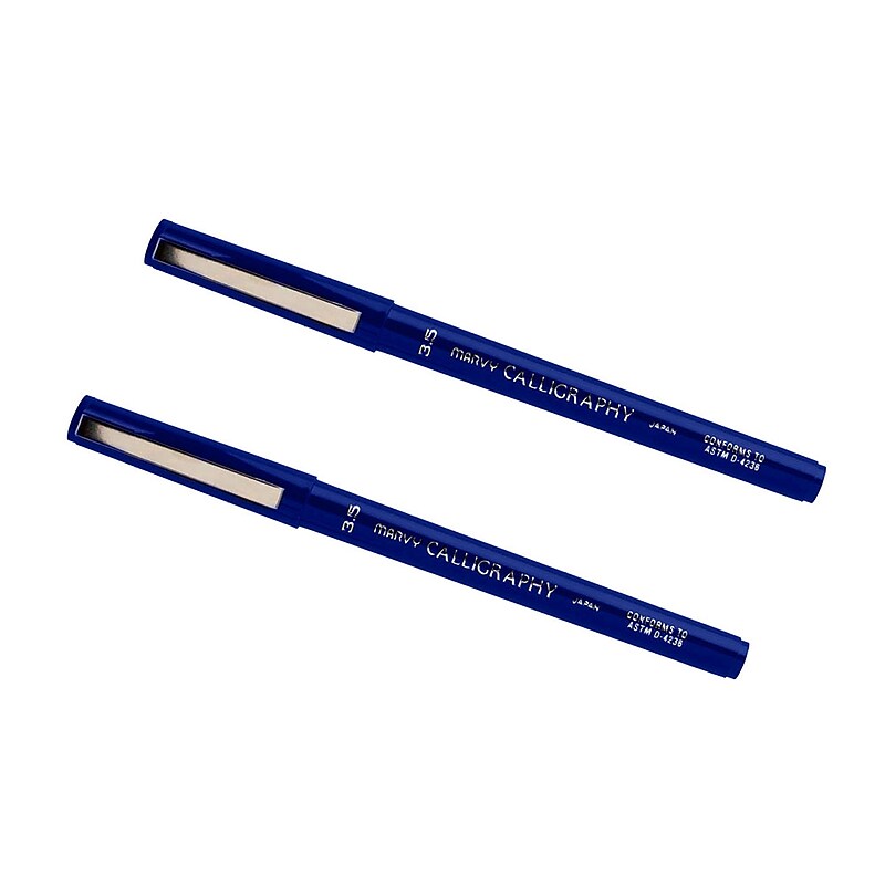 Marvy Uchida Thick Calligraphy Pen Set, Broad Nib,  Blue Markers, 2/Pack (191933207A) image 1