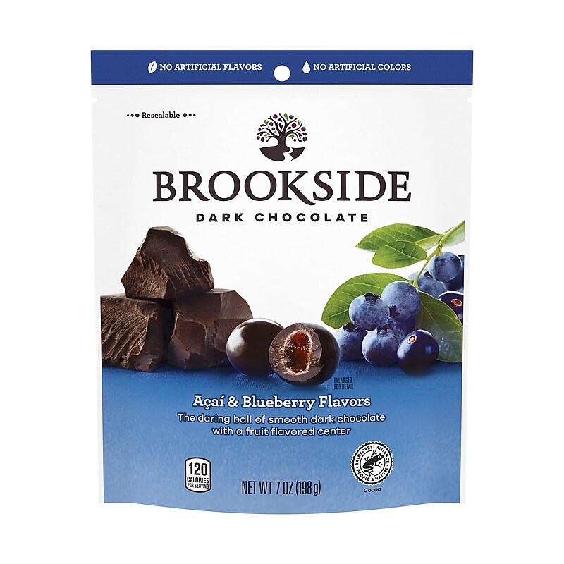 BROOKSIDE Dark Chocolate with Acai and Blueberry Flavors Candy, 7 oz, Resealable Bag (050929) image 1