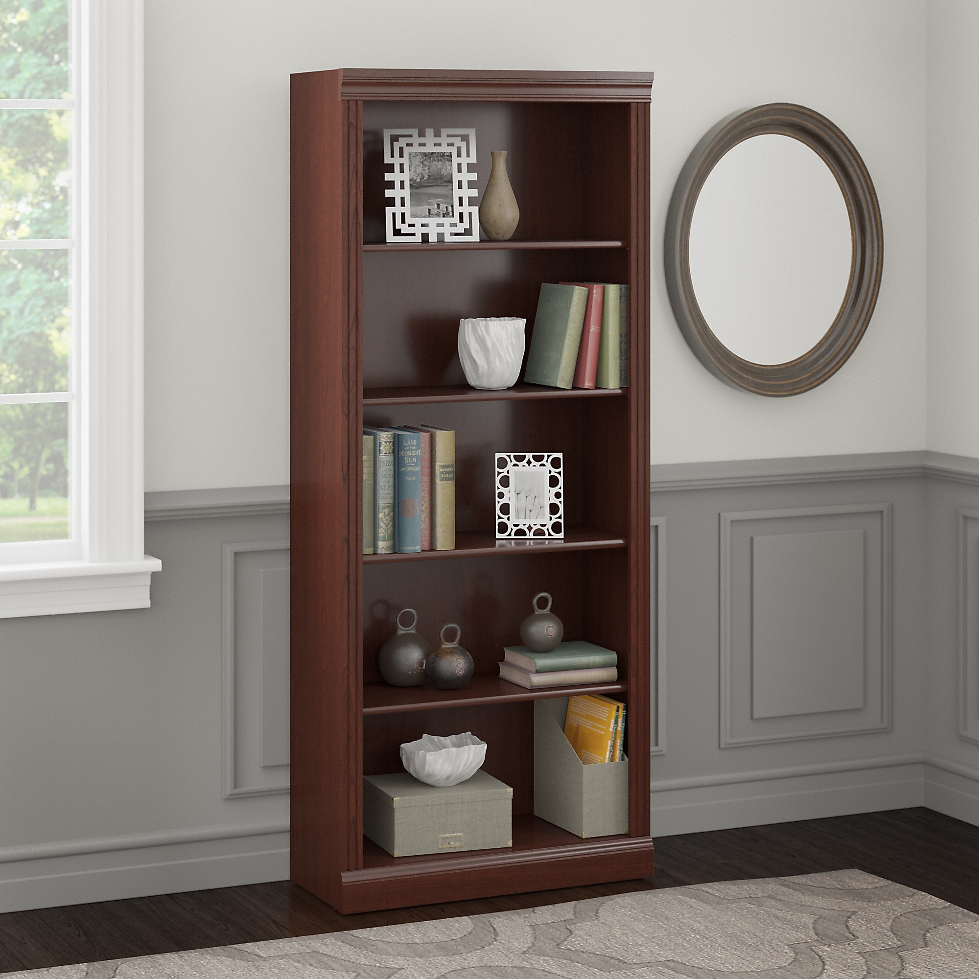 Bush Business Furniture Saratoga 72″H 5-Shelf Bookcase with Adjustable Shelves, Harvest Cherry (W1615C-03) Sansujyuku sansujyuku.com