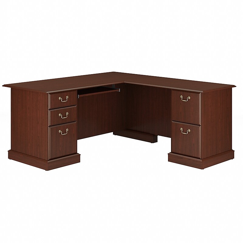 Bush Furniture Saratoga 66"W L Shaped Computer Desk with Drawers, Harvest Cherry (EX45670-03K) image 1