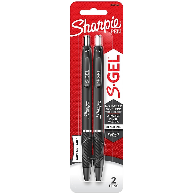 Sharpie S-Gel Retractable Gel Pen, Medium Point, Black Ink, 2/Pack (2096156) image 1