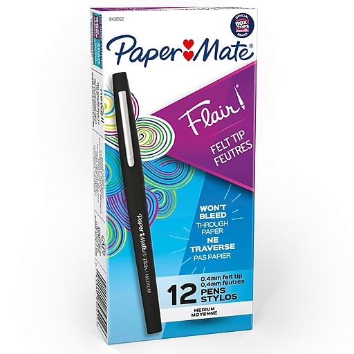 Felt Tip Pens, 15 Black Pens, 0.7Mm Medium Point Felt Pens, Felt
