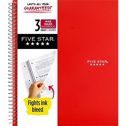 6324 College Ruled 150 Sheets MEAD Five Star 3 Subject Spiral Notebook 