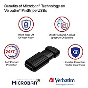 Verbatim PinStripe 64GB USB 2.0 Flash Drive, Business 10/Pack (70901)