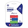Verbatim PinStripe 16GB USB 3.2 Type A Flash Drive, Assorted Colors, 3/Pack (70386)~#|#~sp175279536_sc7
